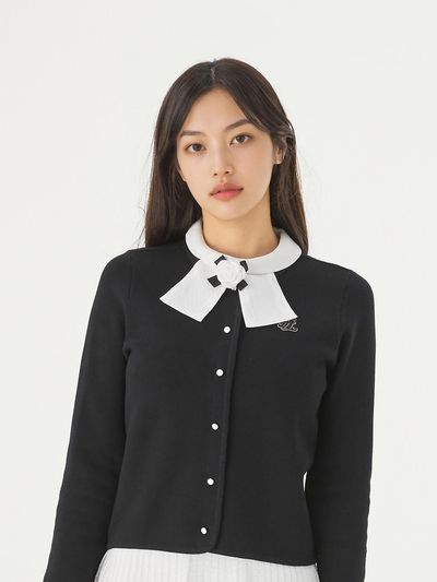 FAIRLIAR GOLF Pearl Ribbon Jacket Cardigan Golf [Black]