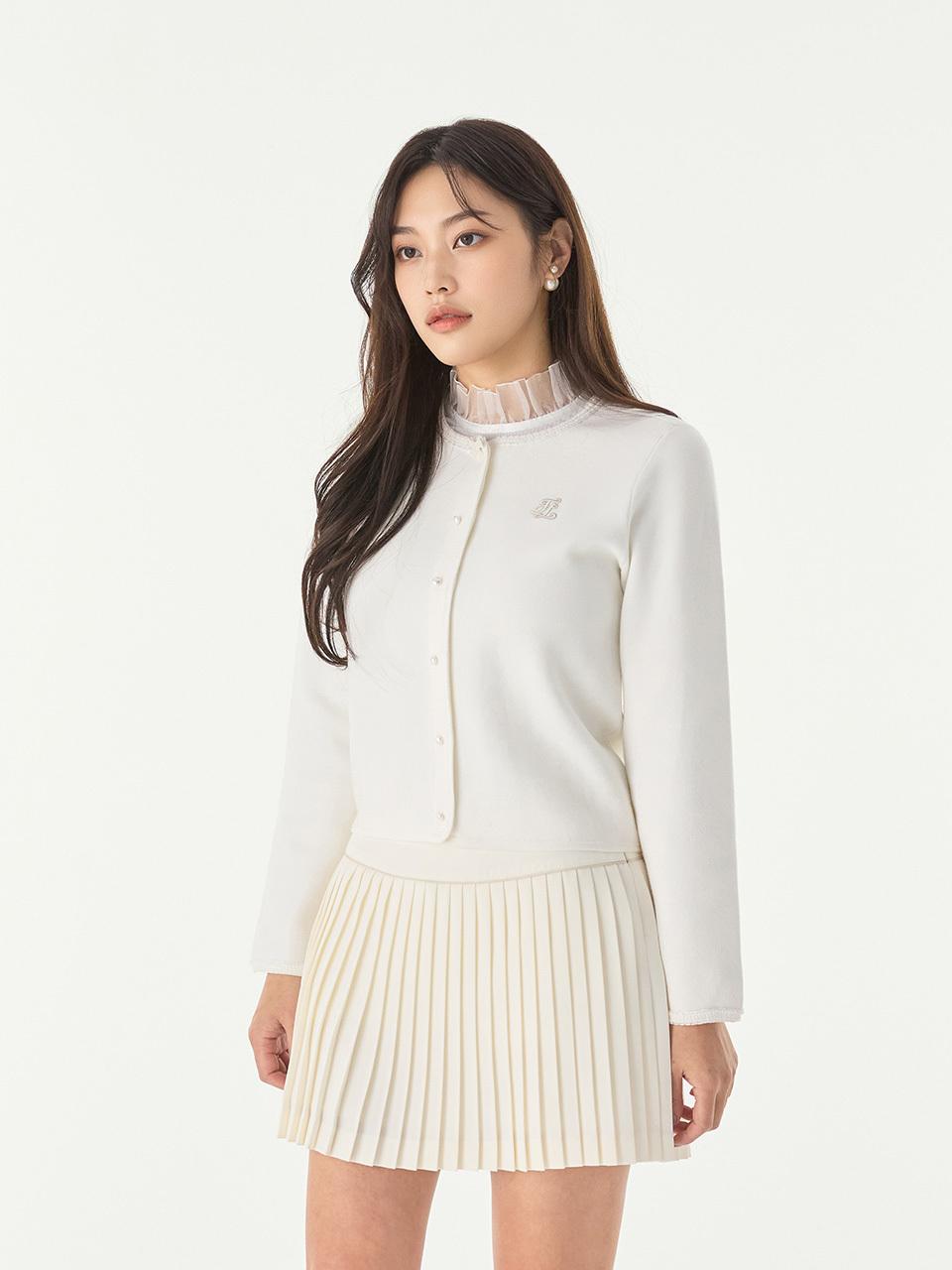 FAIRLIAR GOLF Pearl Ribbon Jacket Cardigan Golf [White]