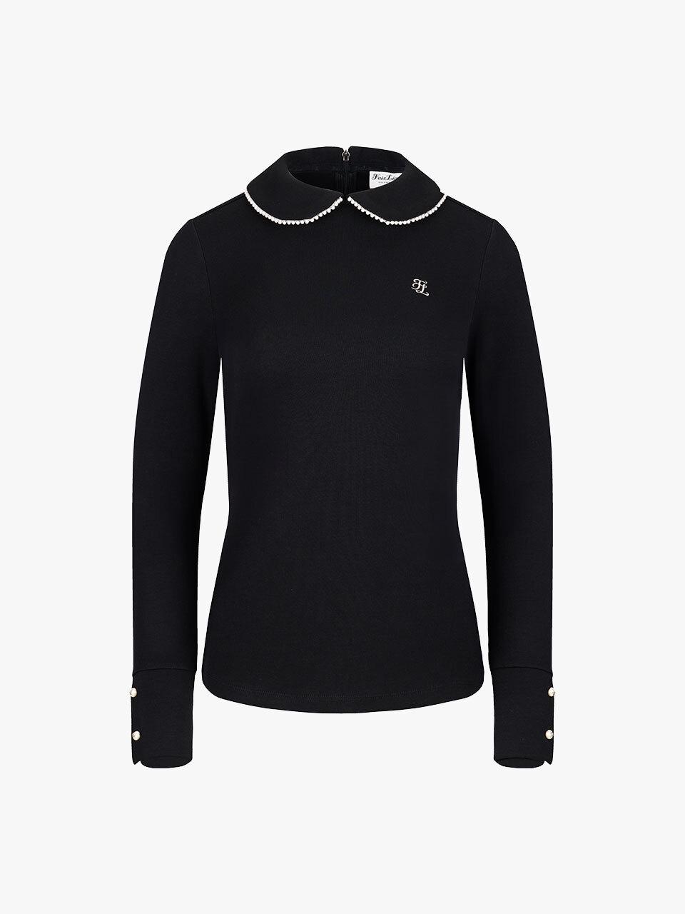 FAIRLIAR GOLF Pearl Round Collar Premium Blend T-shirt [Black]