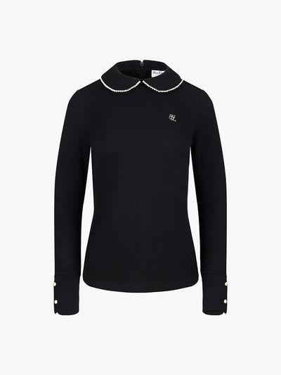 FAIRLIAR GOLF Pearl Round Collar Premium Blend T-shirt [Black]