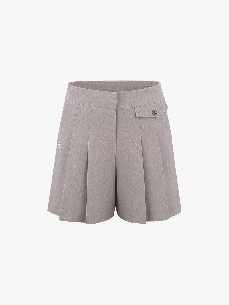 FAIRLIAR GOLF Pleated High-Waisted Wide-Leg Culottes Pants [Beige]