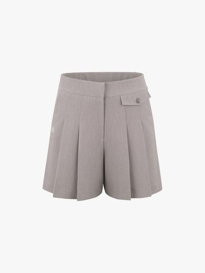FAIRLIAR GOLF Pleated High-Waisted Wide-Leg Culottes Pants [Beige]