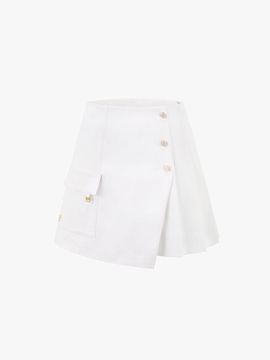 FAIRLIAR GOLF Pleated Mix A-Line Skirt [WHITE]