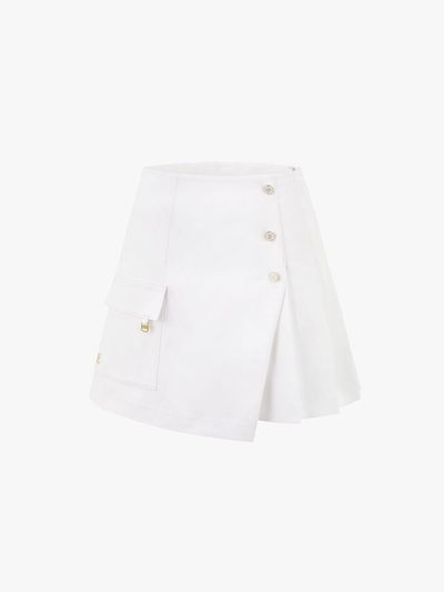 FAIRLIAR GOLF Pleated Mix A-Line Skirt [WHITE]