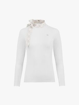 FAIRLIAR GOLF Ribbon Collar Long Sleeve Slim Fit T-shirt [Beige]