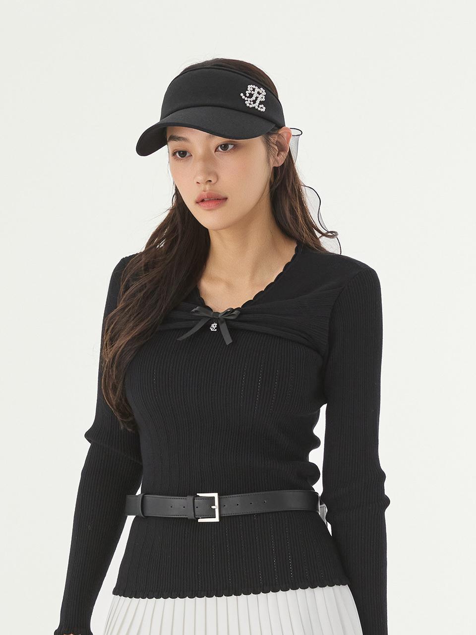 FAIRLIAR GOLF Ribbon Shirring Knit Golf [Black]