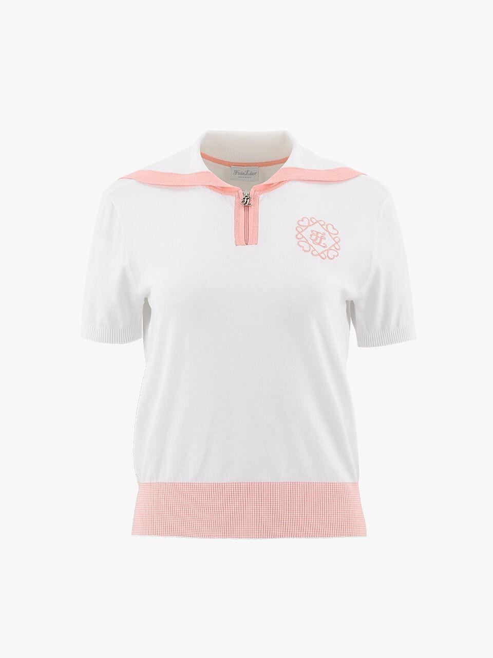 FAIRLIAR GOLF Sailor Collar Full-Length Zip-Up Knit Sweater [White]
