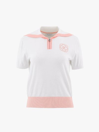FAIRLIAR GOLF Sailor Collar Full-Length Zip-Up Knit Sweater [White]