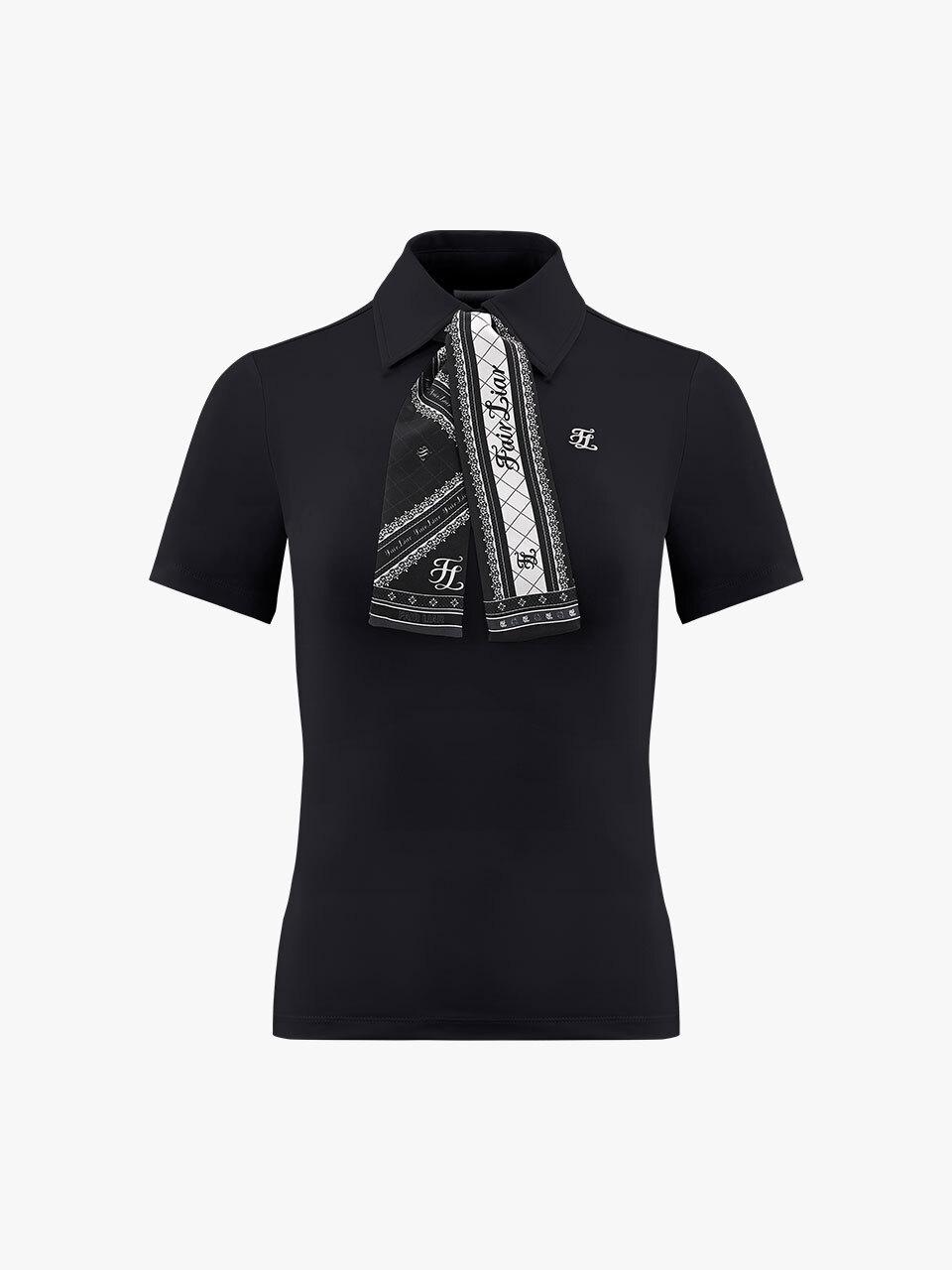 FAIRLIAR GOLF Scarf Set Slim Fit Short-Sleeve T-shirt [Black]