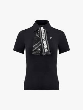 FAIRLIAR GOLF Scarf Set Slim Fit Short-Sleeve T-shirt [Black]