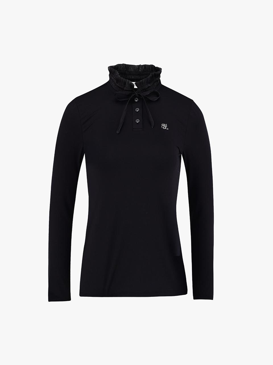 FAIRLIAR GOLF Shirring Ribbon High-Neck T-shirt Golf (Black)