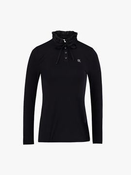 FAIRLIAR GOLF Shirring Ribbon High-Neck T-shirt Golf (Black)