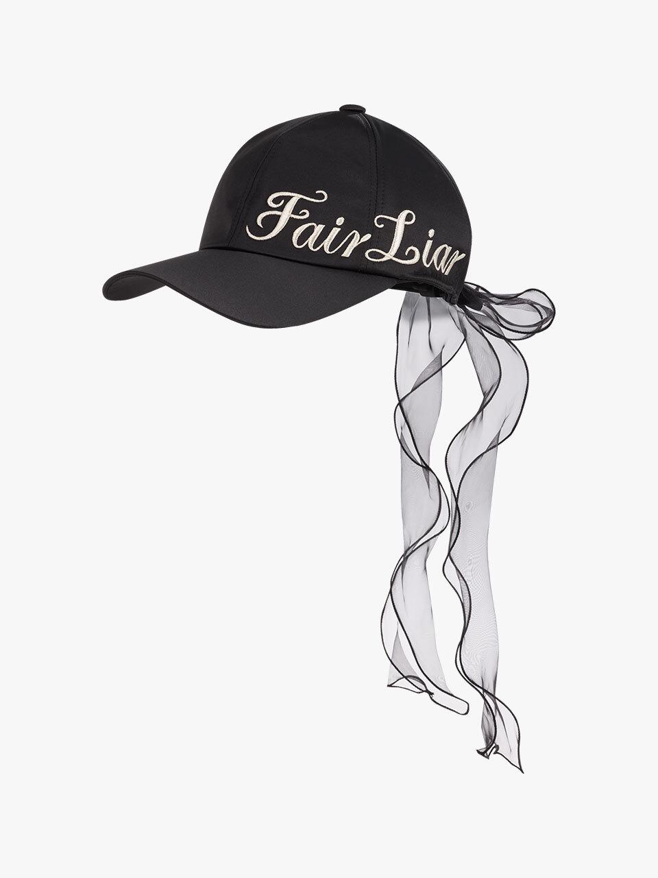 FAIRLIAR GOLF Side Logo Detachable Organza Ribbon Cap [Black]