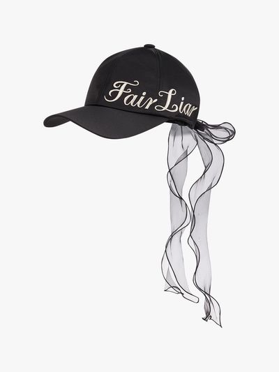FAIRLIAR GOLF Side Logo Detachable Organza Ribbon Cap [Black]