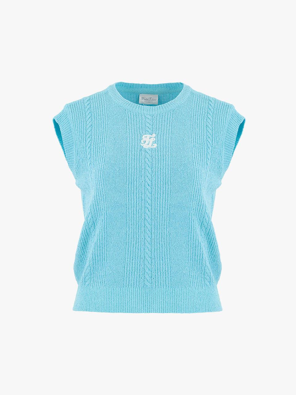 FAIRLIAR GOLF Terry Knit Drop Shoulder Loose Fit Vest [Turquoise]