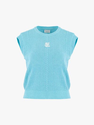 FAIRLIAR GOLF Terry Knit Drop Shoulder Loose Fit Vest [Turquoise]
