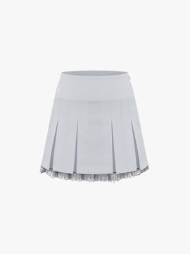 FAIRLIAR GOLF Wool-blend A-line High-waisted Tweed Skirt [Grey]