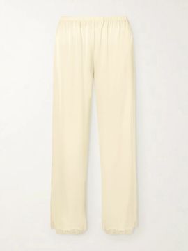 FAITHFULL Adnina lace-trimmed recycled-satin wide-leg pants