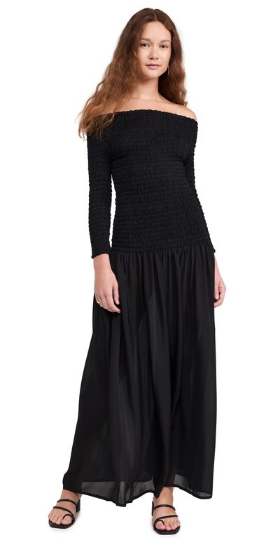 FAITHFULL THE BRAND - Amandine Silk Maxi Dress Black XS