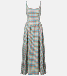 Faithfull Faithfull Chiara checked cotton-blend midi dress