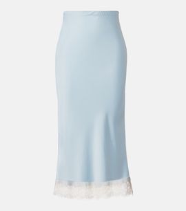 Faithfull Faithfull Cydney lace-trimmed satin midi skirt
