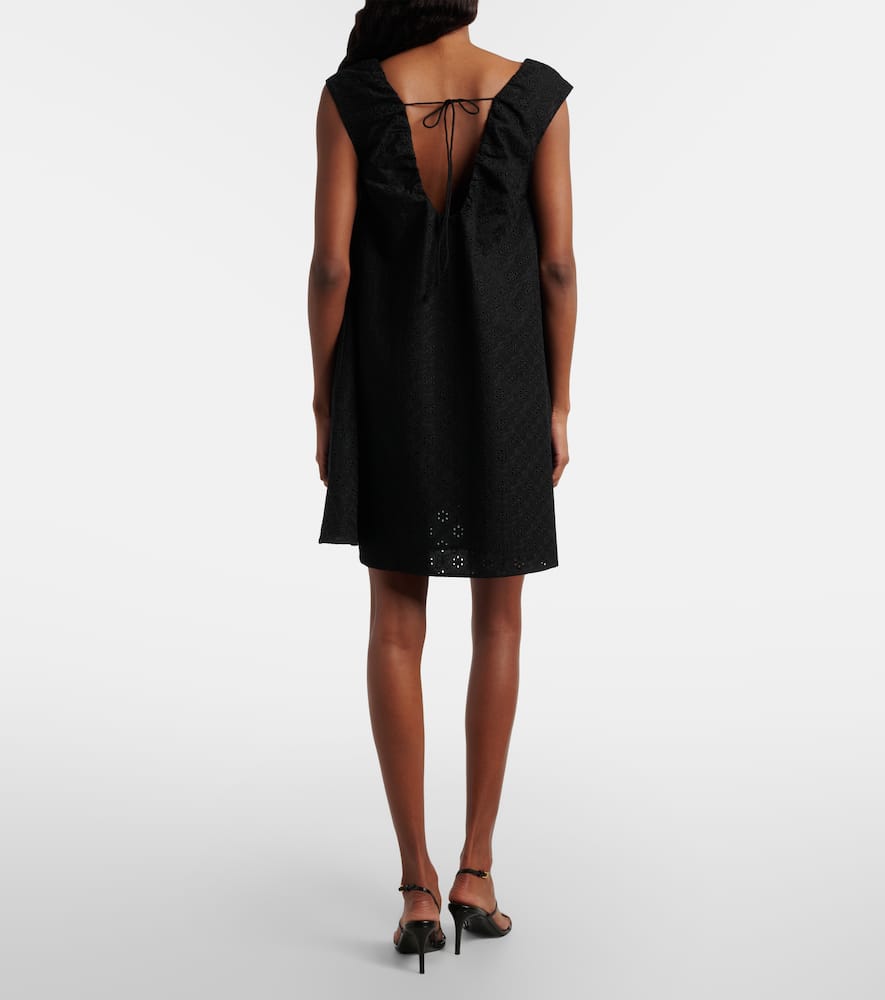 black broderie anglaise mini dress POPLIN BRODERIE-ANGLAIS MINI DRESS main image 1