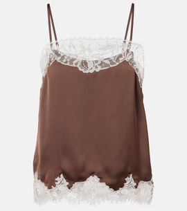 Faithfull Faithfull Lace-trimmed satin top