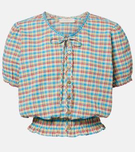 Faithfull Faithfull Santana checked cotton-blend top