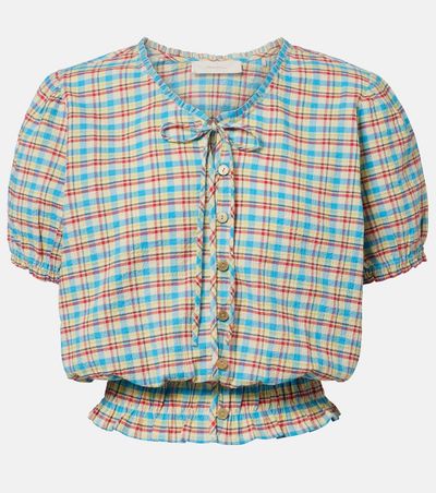 Faithfull Faithfull Santana checked cotton-blend top