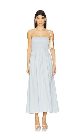 faithfull eudora ruffle-sleeve scoop-neck a-line midi dress Faithfull The Brand