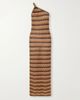 FAITHFULL Naia one-shoulder striped metallic crochet-knit maxi dress - 1