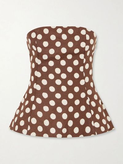 FAITHFULL Petro strapless polka-dot linen top