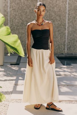 faithfull dominquez smocked strapless organic cotton-poplin midi dress Dominquez Midi Dress White