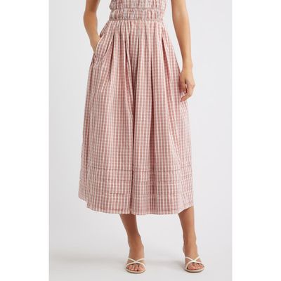 Faithfull the Brand Faithfull the Brand Cales Gingham Check Cotton Midi Skirt
