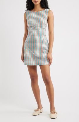 Faithfull the Brand Faithfull the Brand Lydie Check Cotton & Linen Minidress