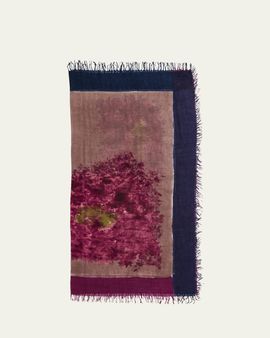 Faliero Sarti Loina Hand-Painted Silk and Cashmere Square Scarf
