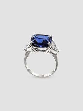 Fantasia Women's Midnight Reverie 14K White Gold, 10.00 TCW Lab-Grown Blue Sapphire & Cubic Zirconia 3-Stone Ring