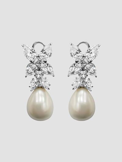 Fantasia Women's Sterling Silver, 10.50 TCW Cubic Zirconia & Imitation Pearl Drop Earrings