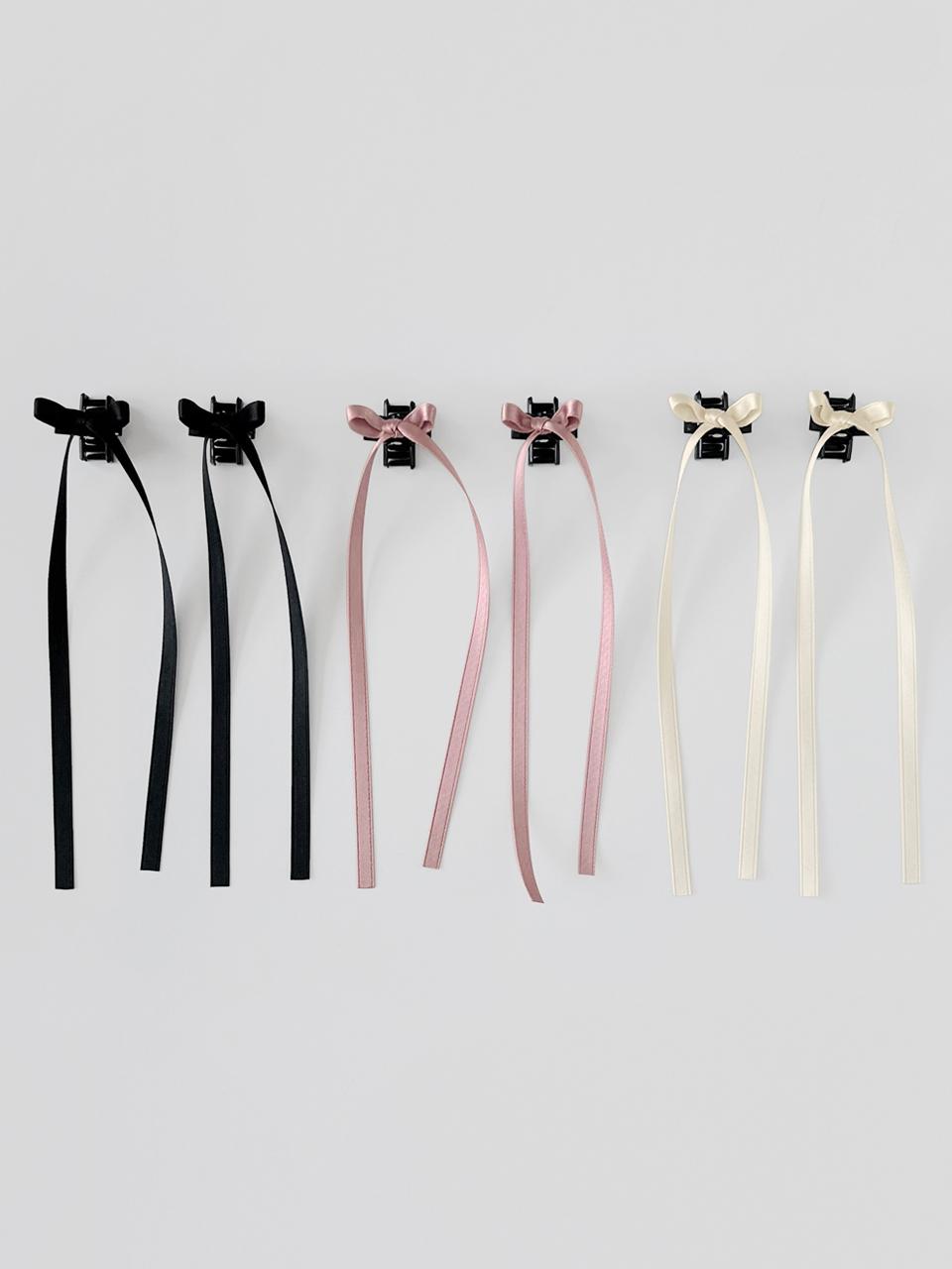 FANTASTIC PLANET 2SET Mini Tail Delicate Ribbon Hair Pin [3colors]
