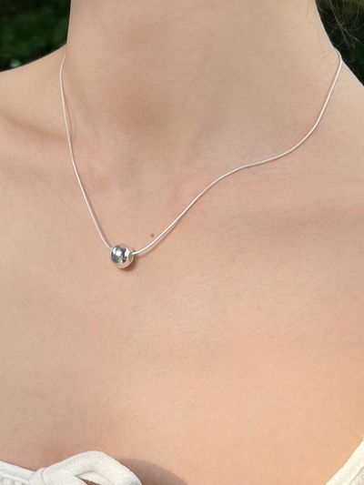 FANTASTIC PLANET 925 Silver Ball Embossed Texture Chain Necklace