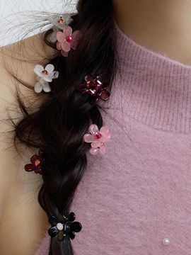FANTASTIC PLANET Cubic Floral 2-Piece Hair Pin [4 Colors]