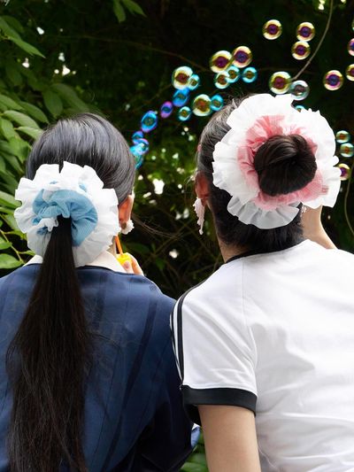 FANTASTIC PLANET Frill Stripe Scrunchie (2 Colors)