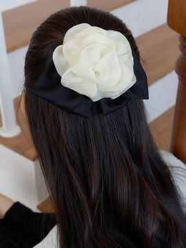 FANTASTIC PLANET Handcrafted Chiffon Rose Ribbon Hair Pin [Beige]