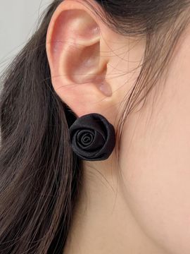 FANTASTIC PLANET Handcrafted Satin Rose Bud Earrings