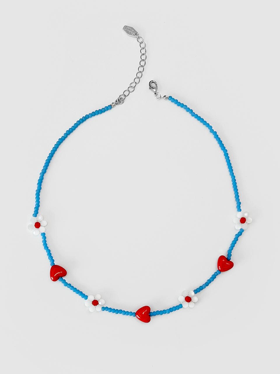 FANTASTIC PLANET Handmade Beaded Flower Heart Necklace