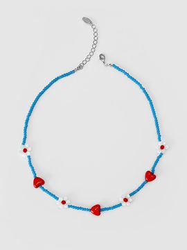 FANTASTIC PLANET Handmade Beaded Flower Heart Necklace