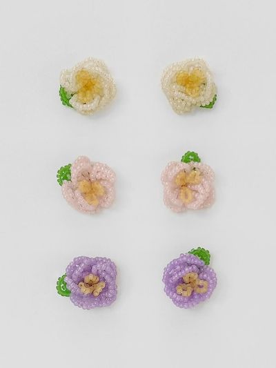 FANTASTIC PLANET Handmade Sterling Silver Leaf Flower Beads Earrings