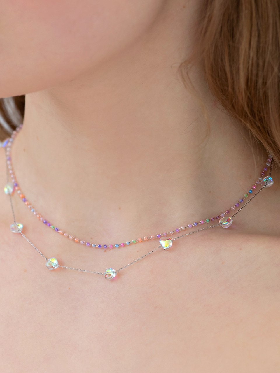 FANTASTIC PLANET Heart Aurora Layered Necklace