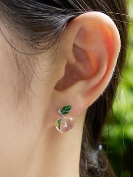 FANTASTIC PLANET Ice Transparent Silver Apple Earrings