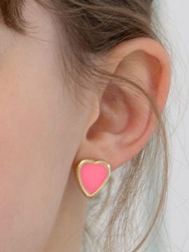 FANTASTIC PLANET Neon Pink Heart Earrings